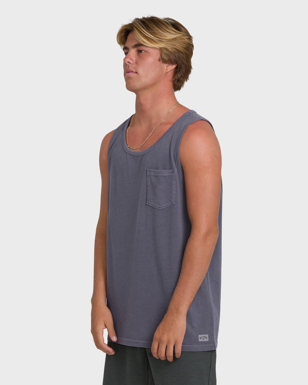 Essential Pocket Wave Washed Premium Tank Top - Graystone