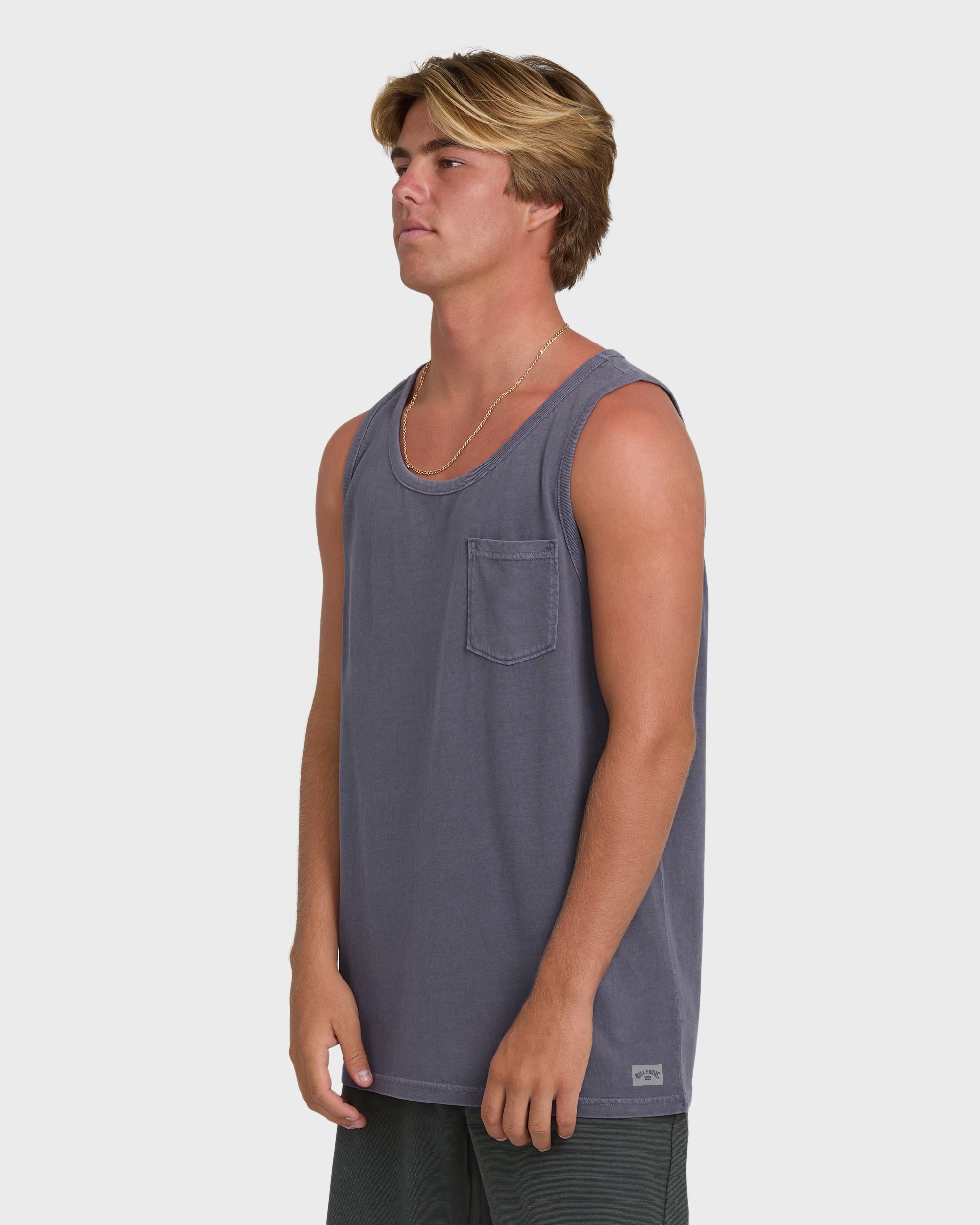 Essential Pocket Wave Washed Premium Tank Top - Graystone