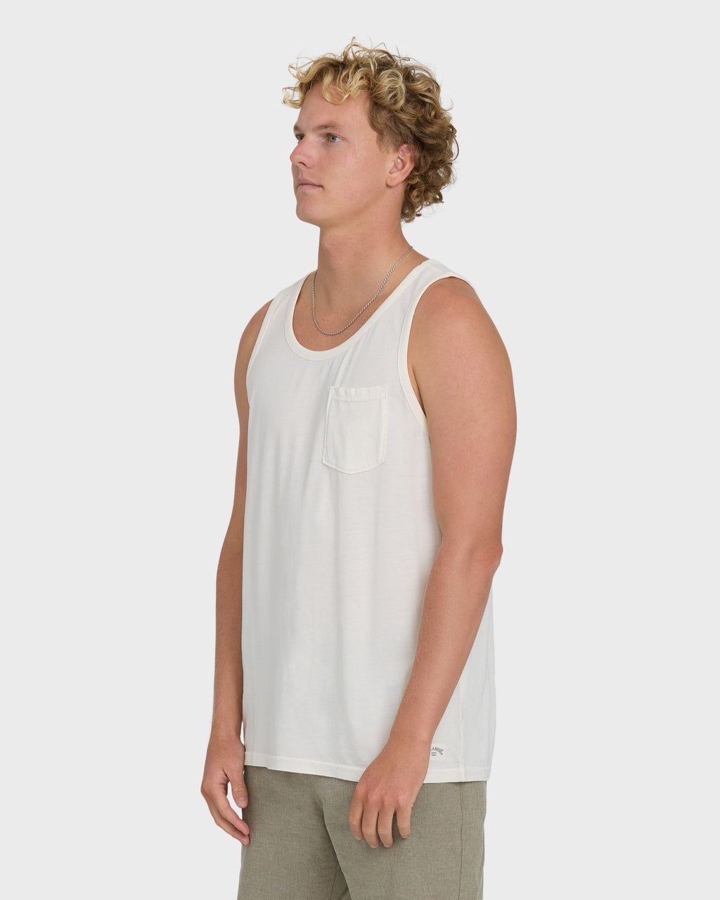 Essential Pocket Wave Washed Premium Tank Top - Off White