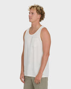 Essential Pocket Wave Washed Premium Tank Top - Off White