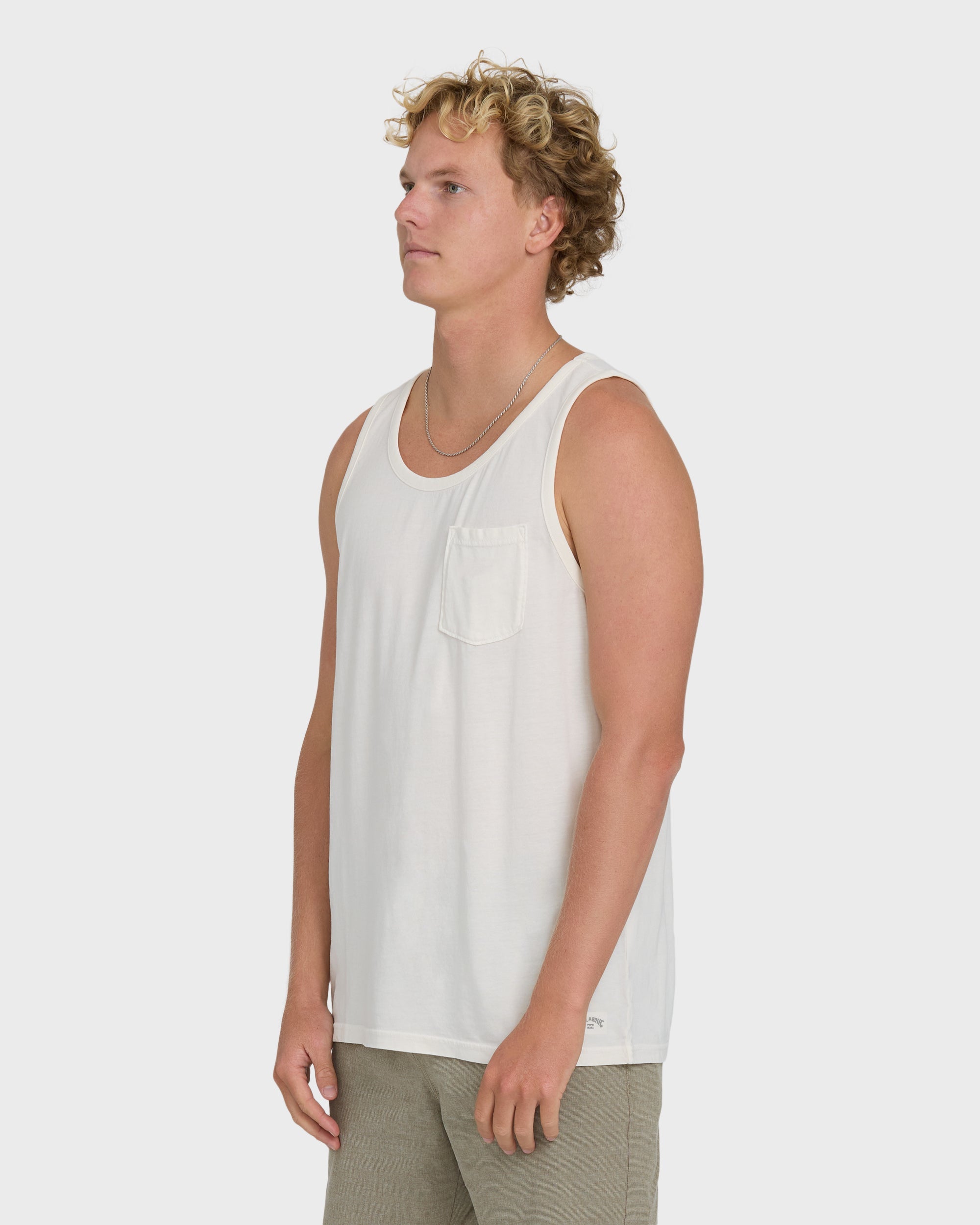 Essential Pocket Wave Washed Premium Tank Top - Off White