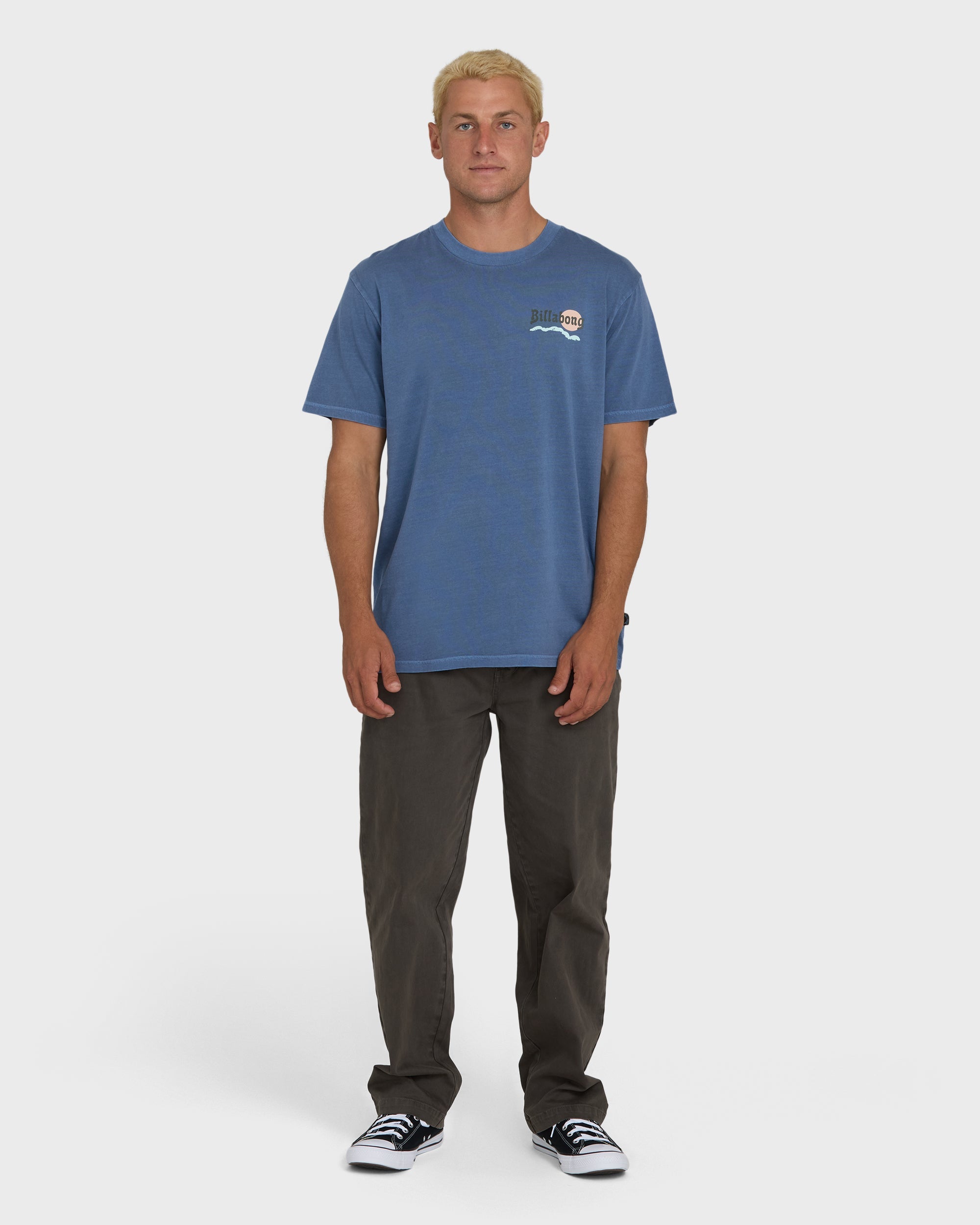 Loner Wave Washed Premium Short Sleeve Knit T-Shirt - Blue Horizon