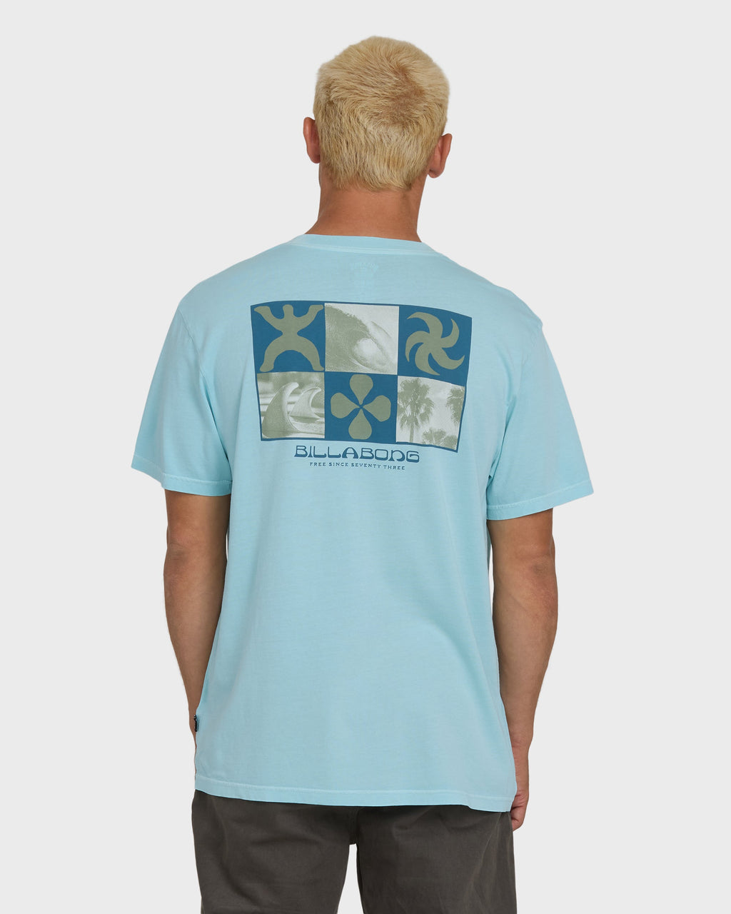 Glyph Wave Washed Premium Short Sleeve Cotton T-Shirt - Coastal Blue
