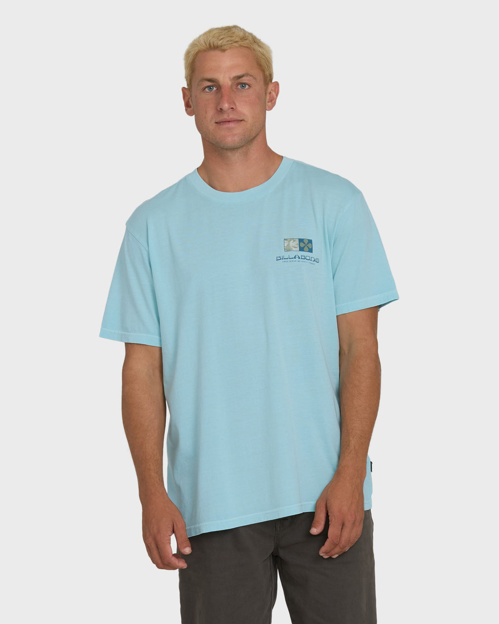 Glyph Wave Washed Premium Short Sleeve Cotton T-Shirt - Coastal Blue