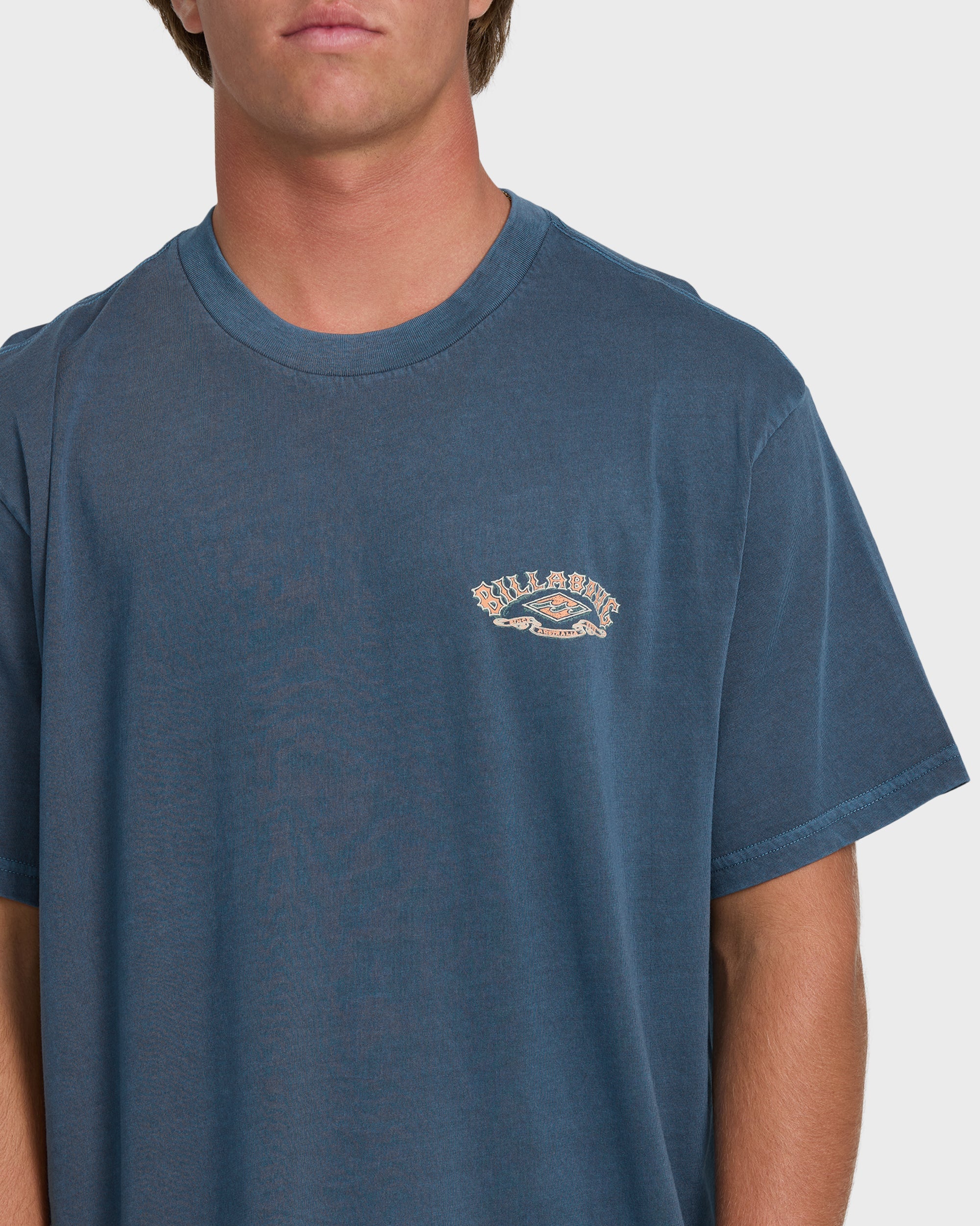 Heritage Arch Wave Washed Premium Short Sleeve Knit T-Shirt - Dark Denim
