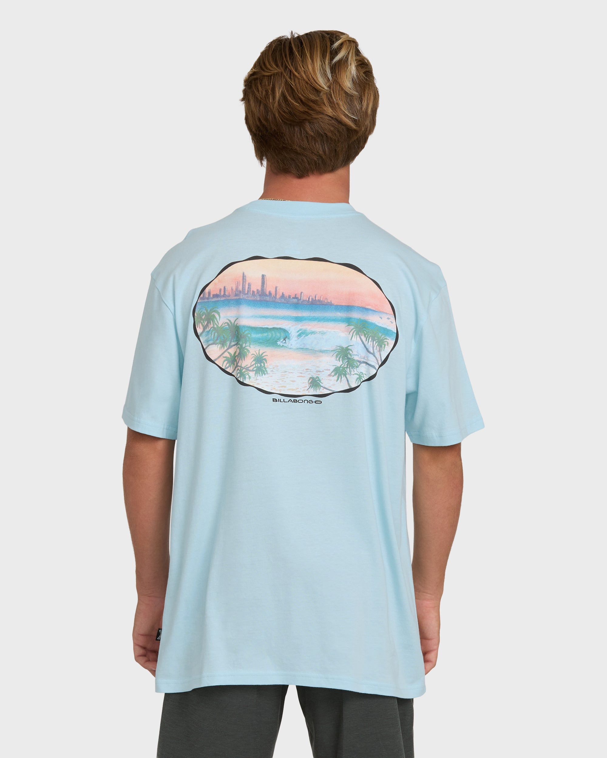 Nanda Ormond Burleigh Heads Premium Short Sleeve Cotton T-Shirt - Coastal Blue