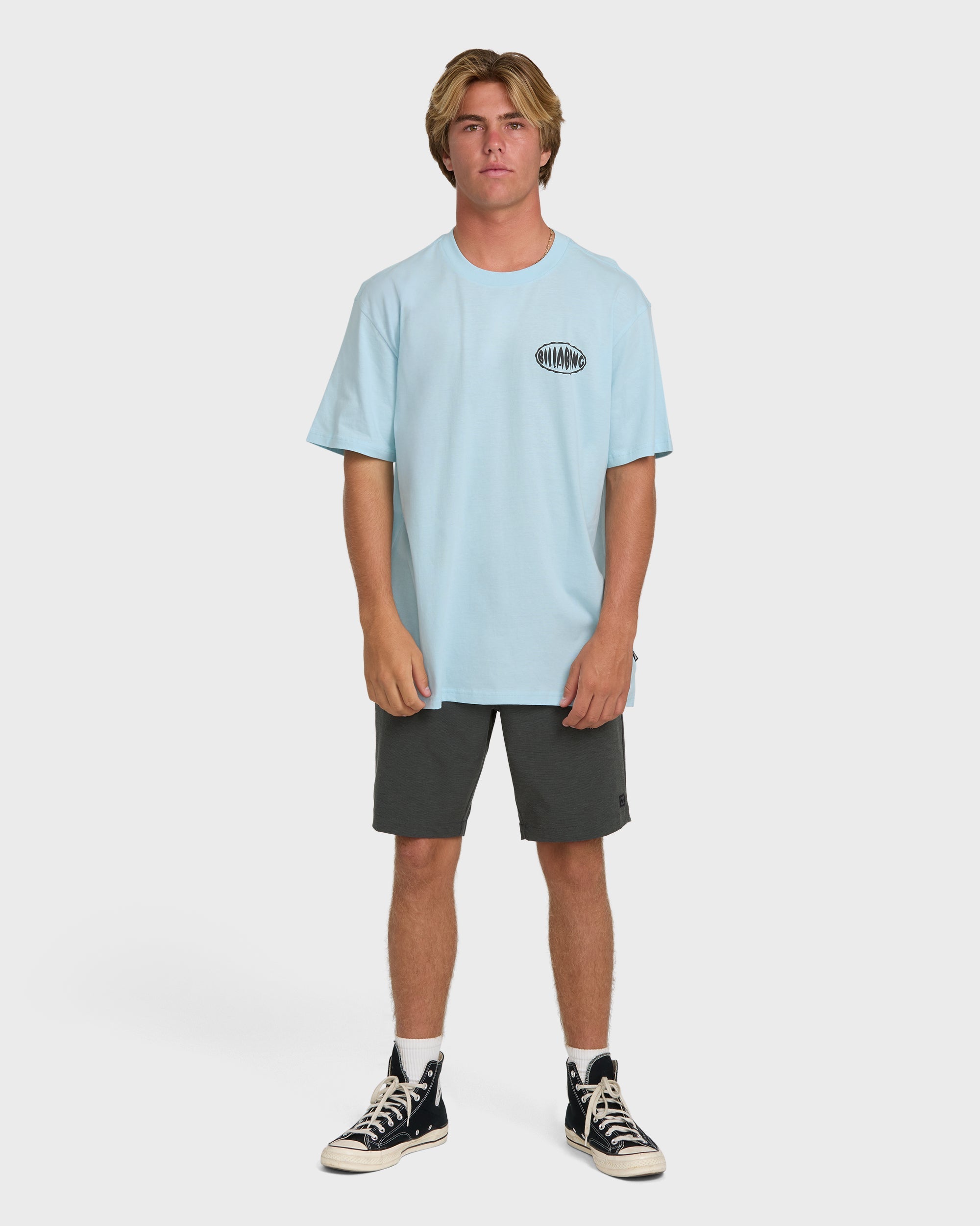 Nanda Ormond Burleigh Heads Premium Short Sleeve Cotton T-Shirt - Coastal Blue