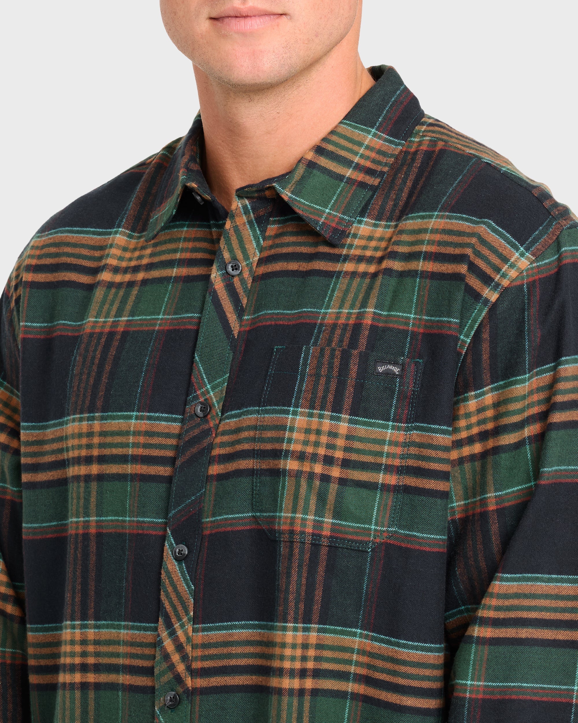 Coastline Long Sleeve Flannel Shirt - Black