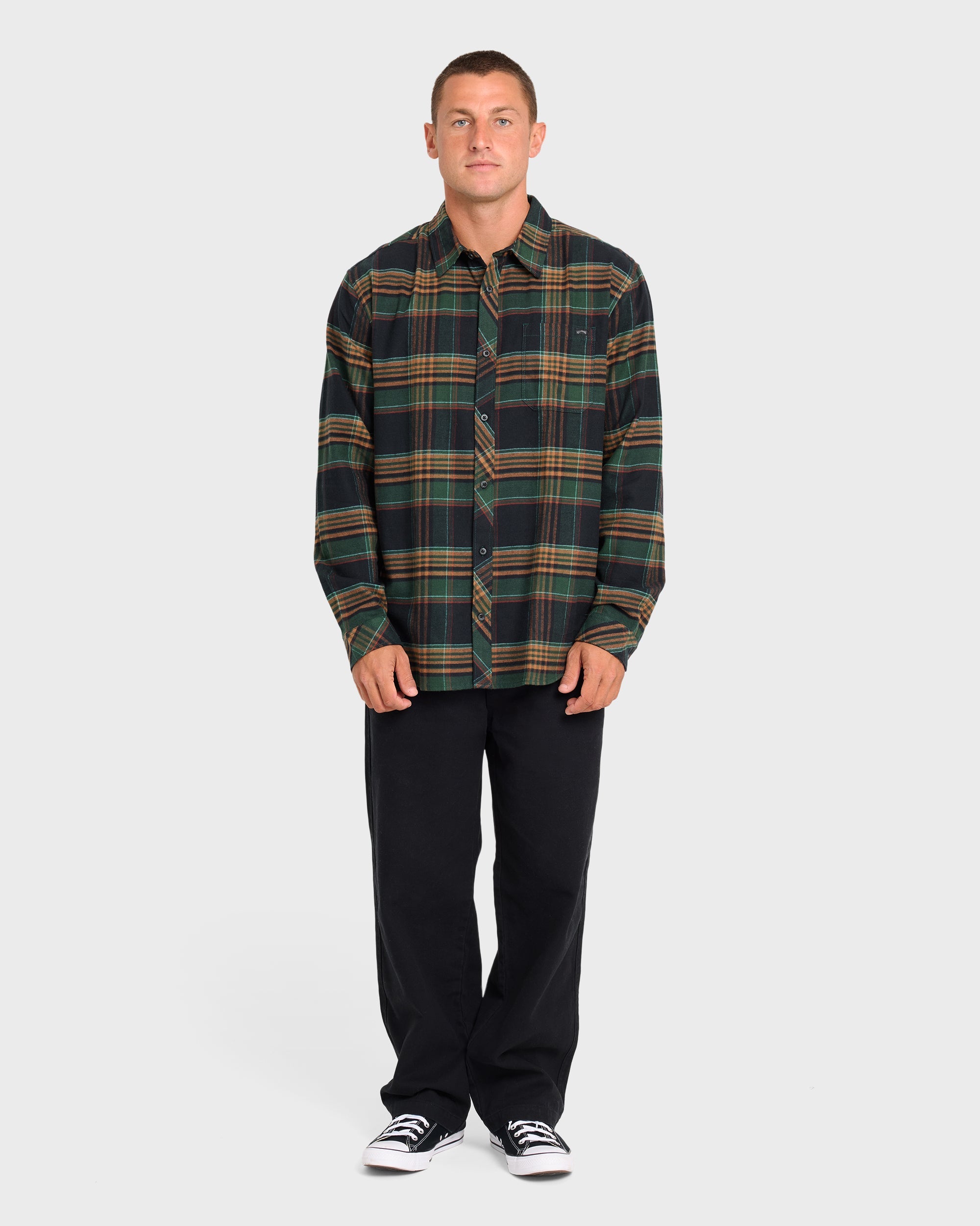 Coastline Long Sleeve Flannel Shirt - Black