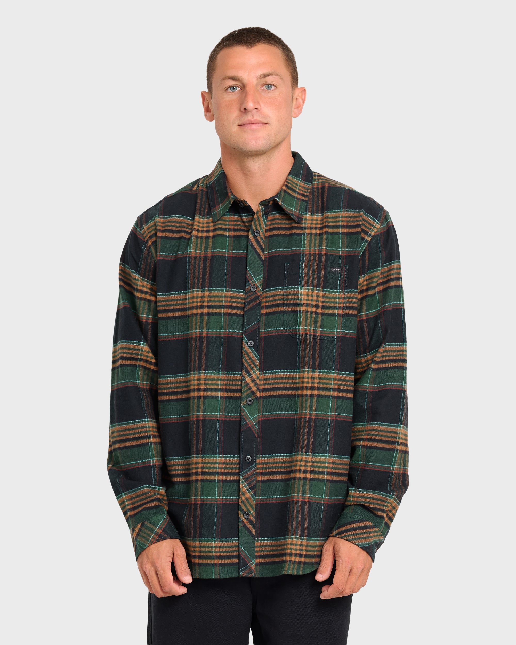 Coastline Long Sleeve Flannel Shirt - Black