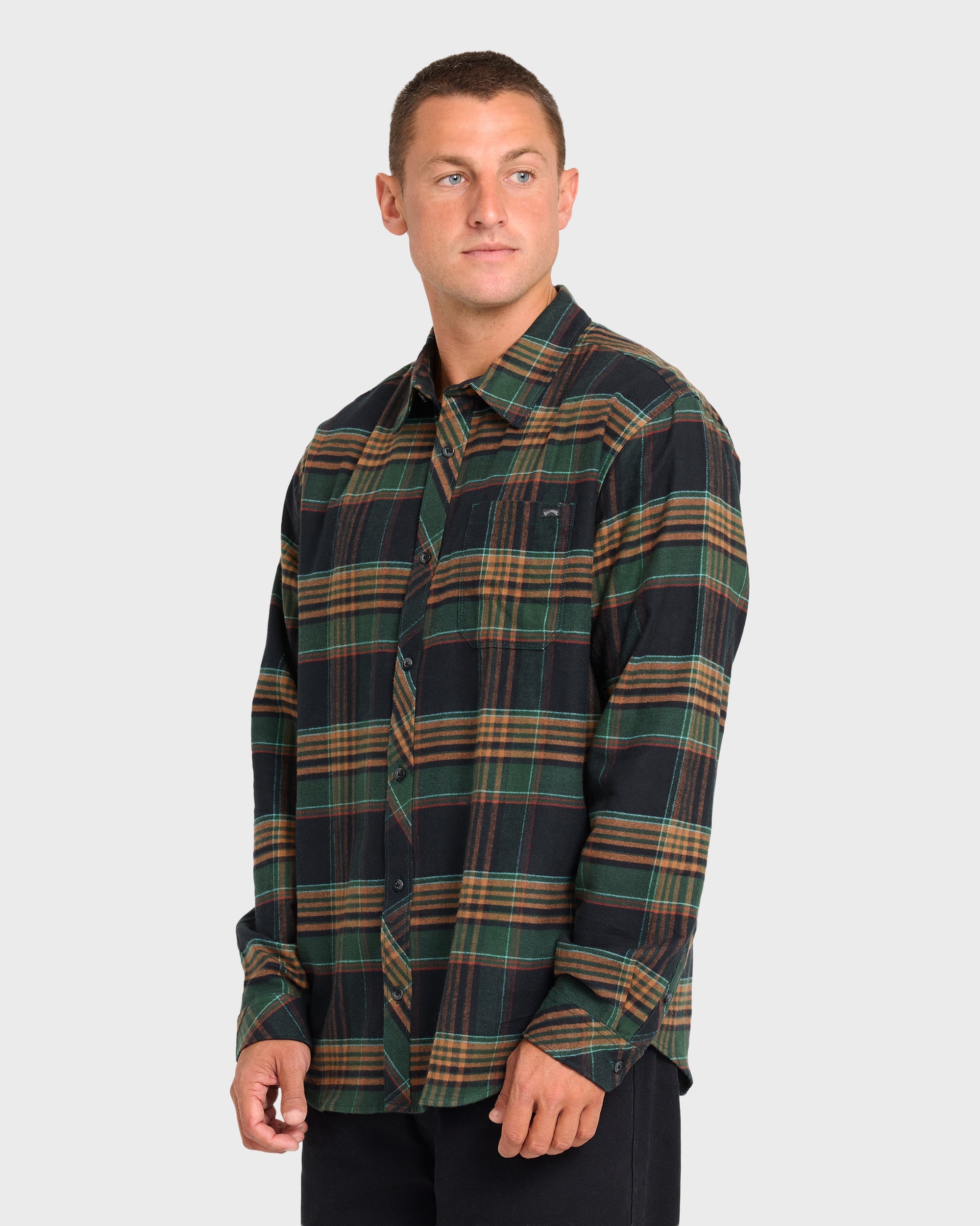 Coastline Long Sleeve Flannel Shirt - Black