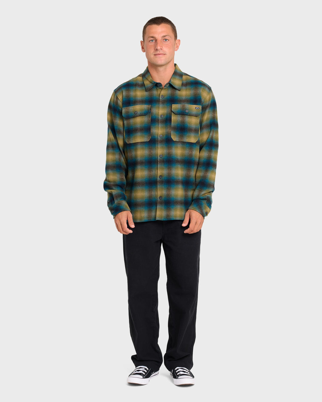 Offshore Long Sleeve Flannel Shirt - Ultramarine Green