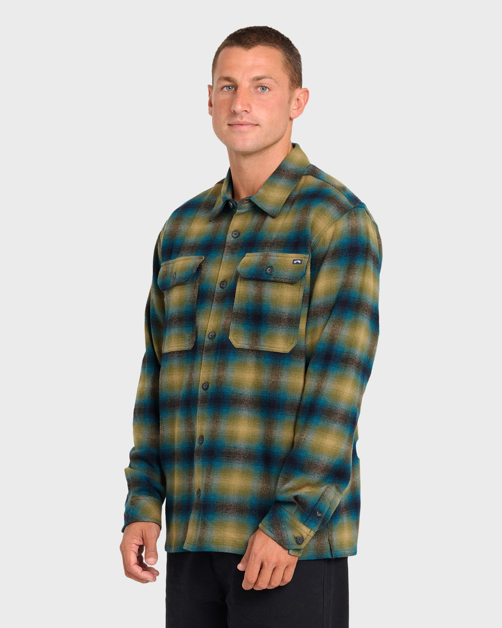 Offshore Long Sleeve Flannel Shirt - Ultramarine Green