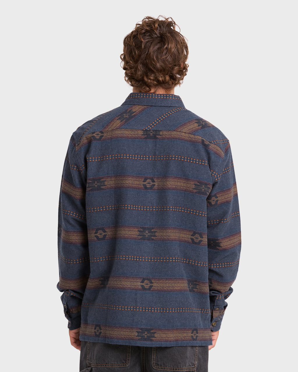 Offshore Jacquard Long Sleeve Flannel Shirt - True Navy
