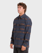 Offshore Jacquard Long Sleeve Flannel Shirt - True Navy