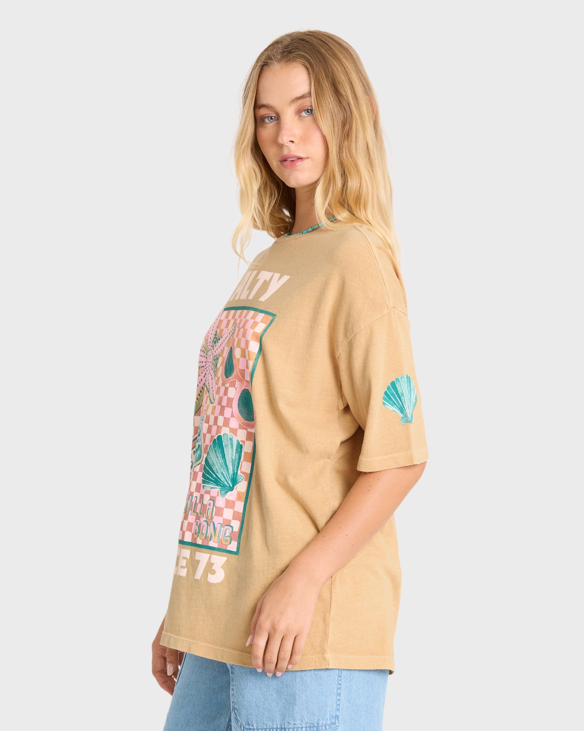 Salty Since Short Sleeve Cotton Graphic T-Shirt - Curry