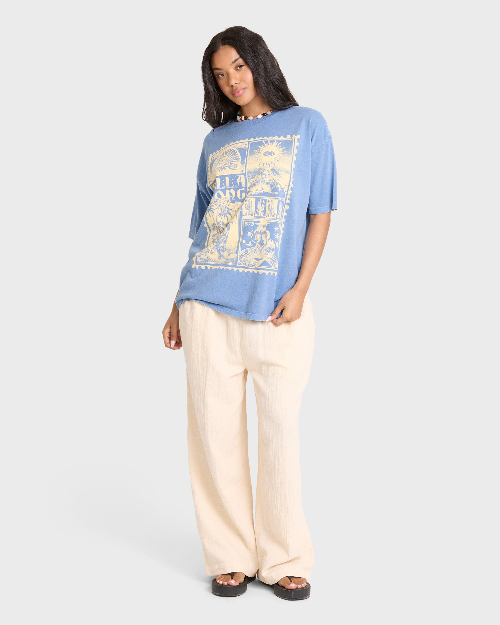 Across Skies Short Sleeve Cotton T-Shirt - Blue Horizon