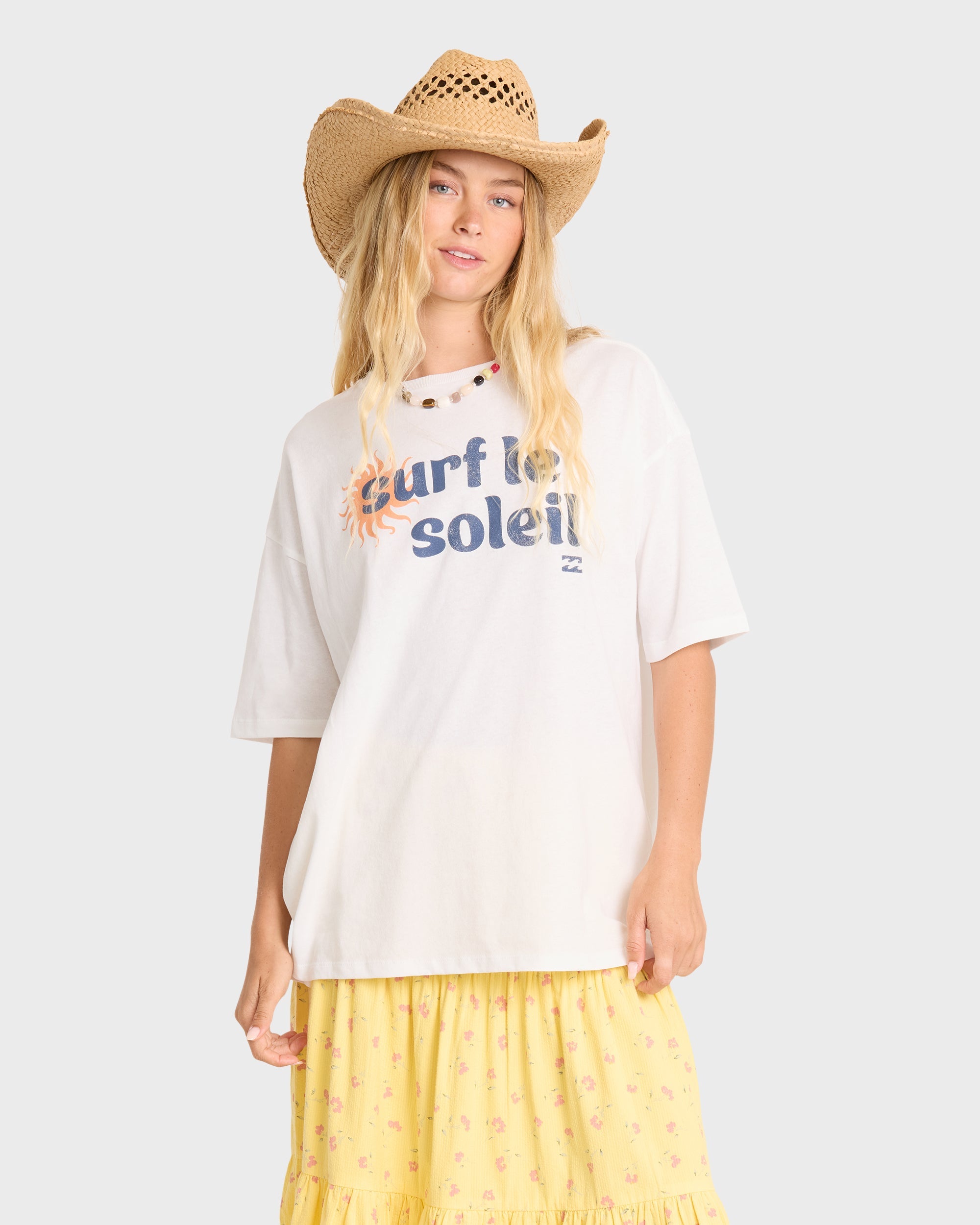 Surf Le Soleil Short Sleeve Cotton T-Shirt - Salt Crystal