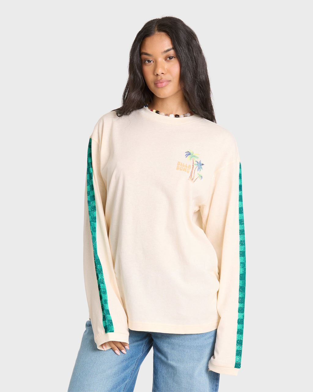 On Vacay Long Sleeve Cotton T-Shirt - White Cap