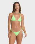 Simply Sweet Eyelet Triangle Bikini Top - Green Glow