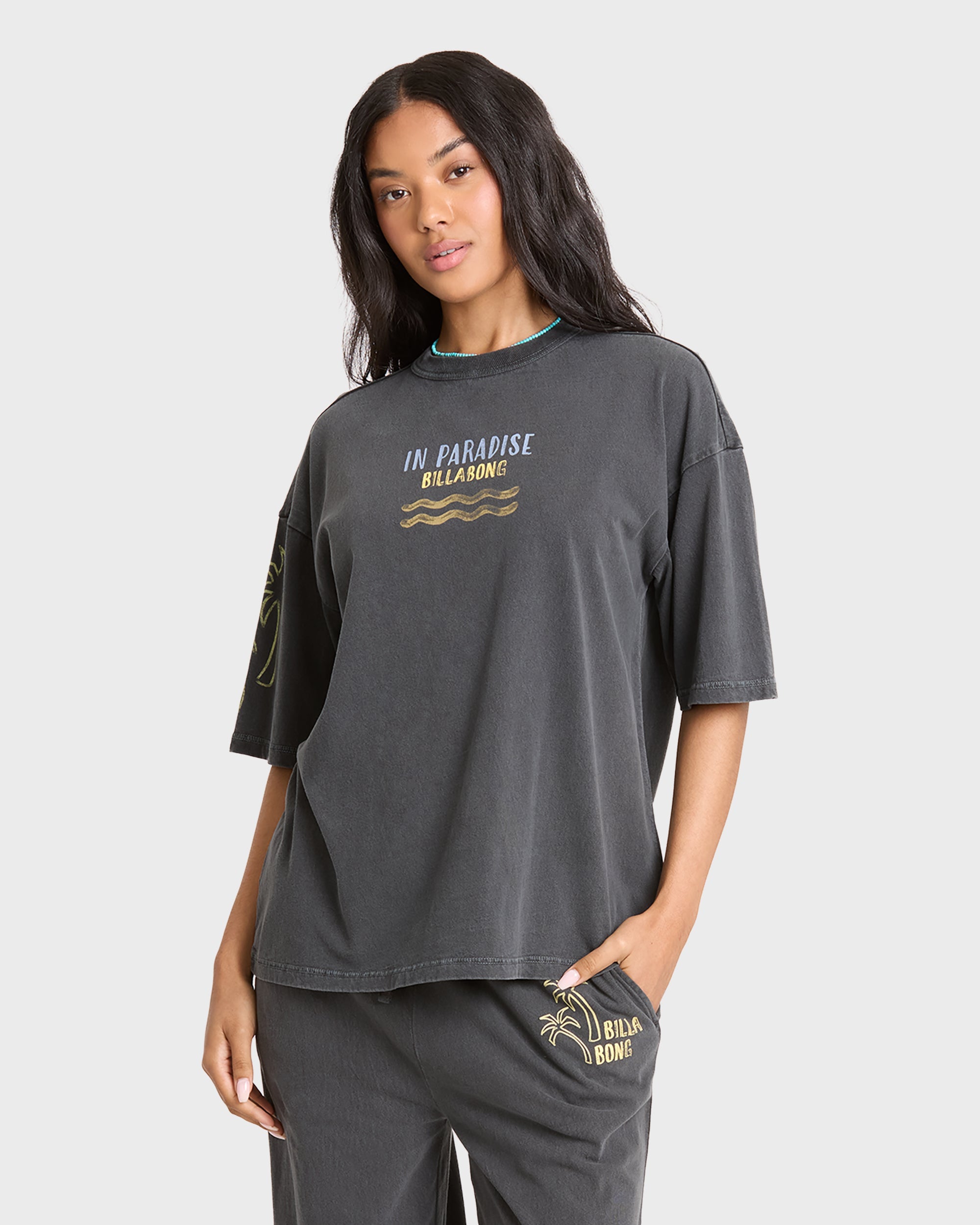 Paradise 73 Short Sleeve Cotton T-Shirt - Black Sands