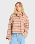 Sugar Stripe Long Sleeve Cotton Polo Shirt - Sugar Almond