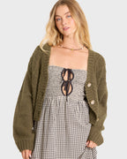 August V-Neck Cardigan Sweater - Canteen