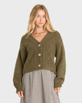 August V-Neck Cardigan Sweater - Canteen