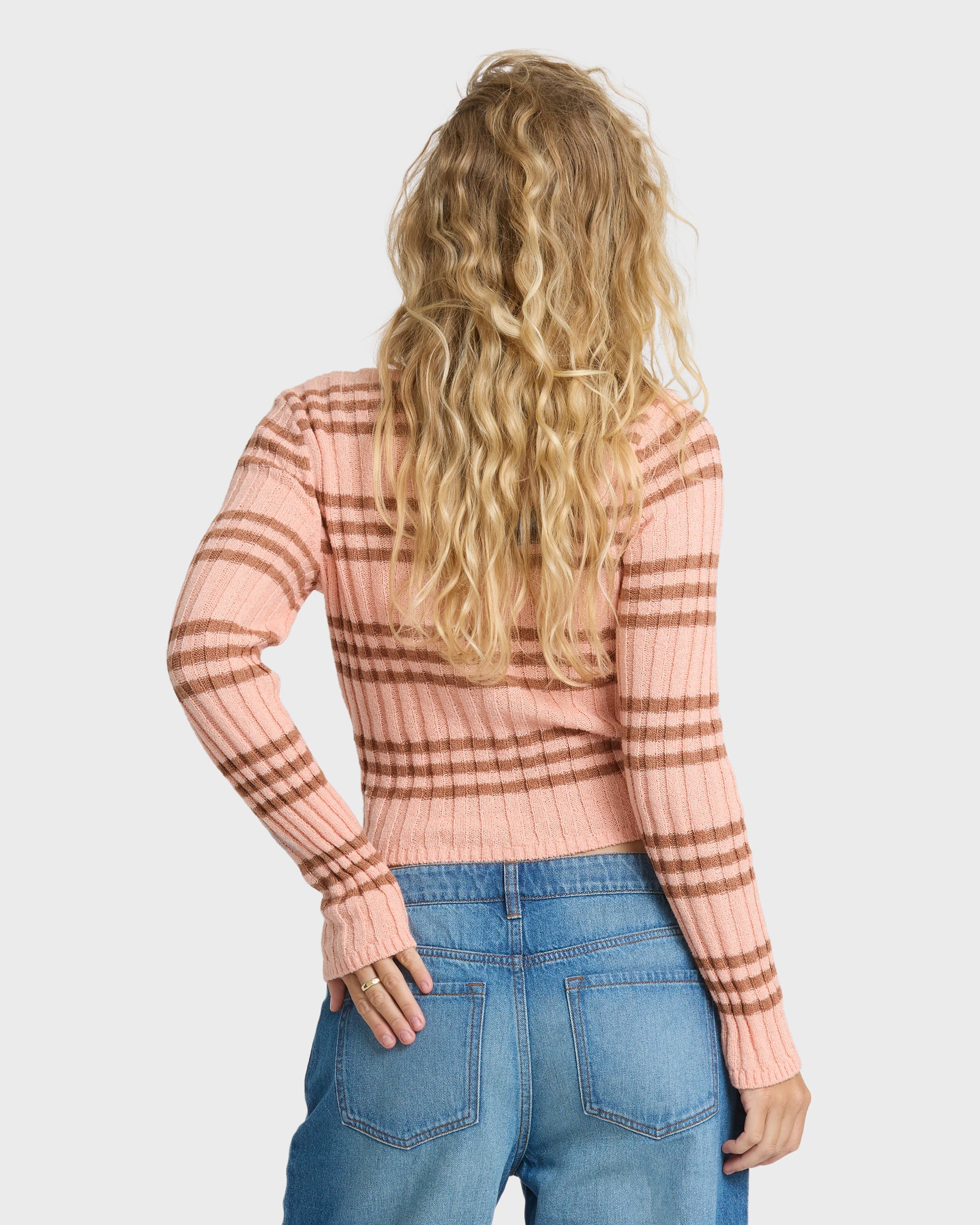 Ziggy V-Neck Sweater - Pale Peach