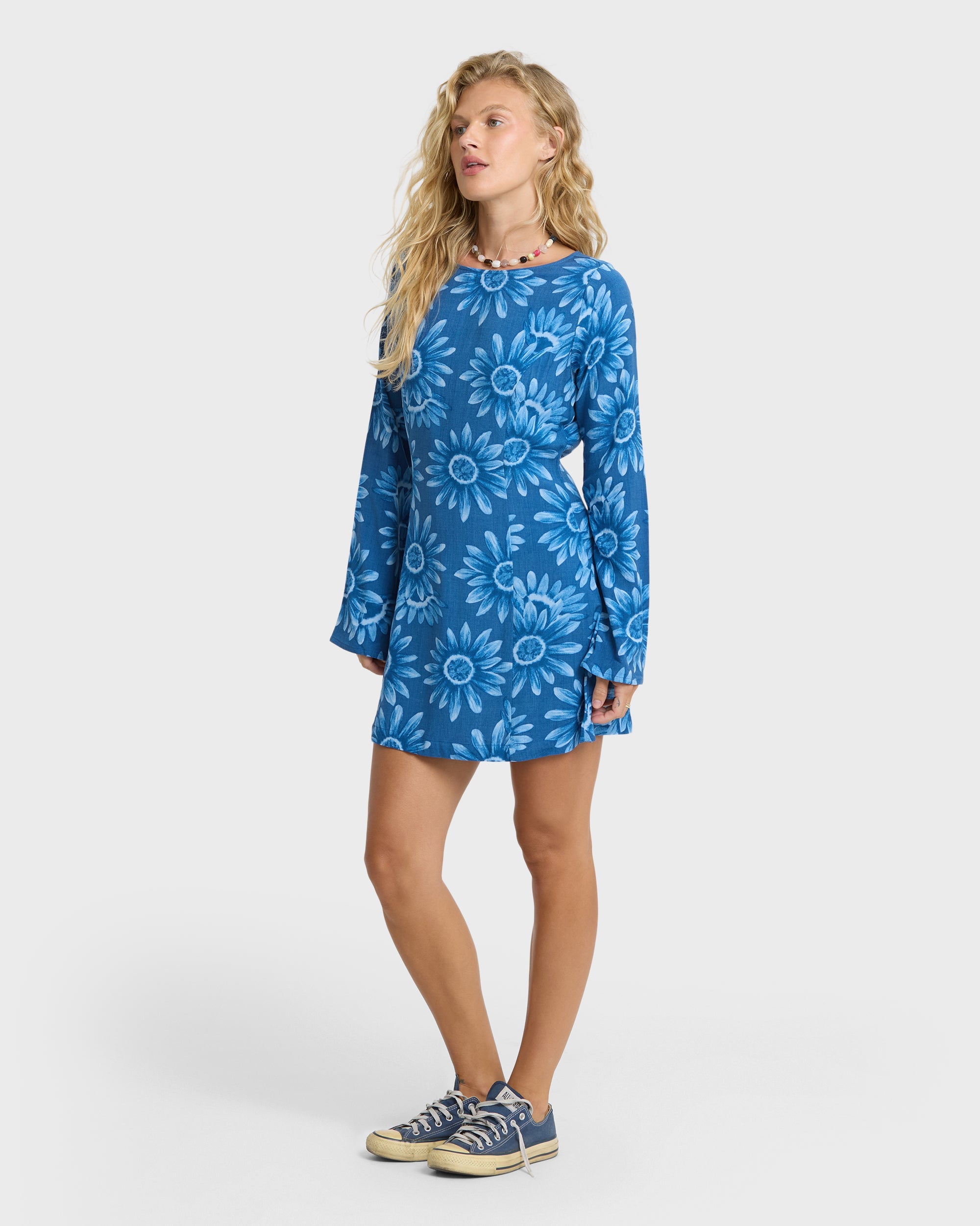 Way Out West Long Sleeve Mini Dress - True Navy