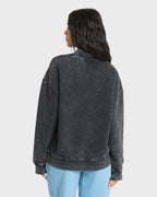 Sun Washed Mock Neck Sweatshirt - Black Sands