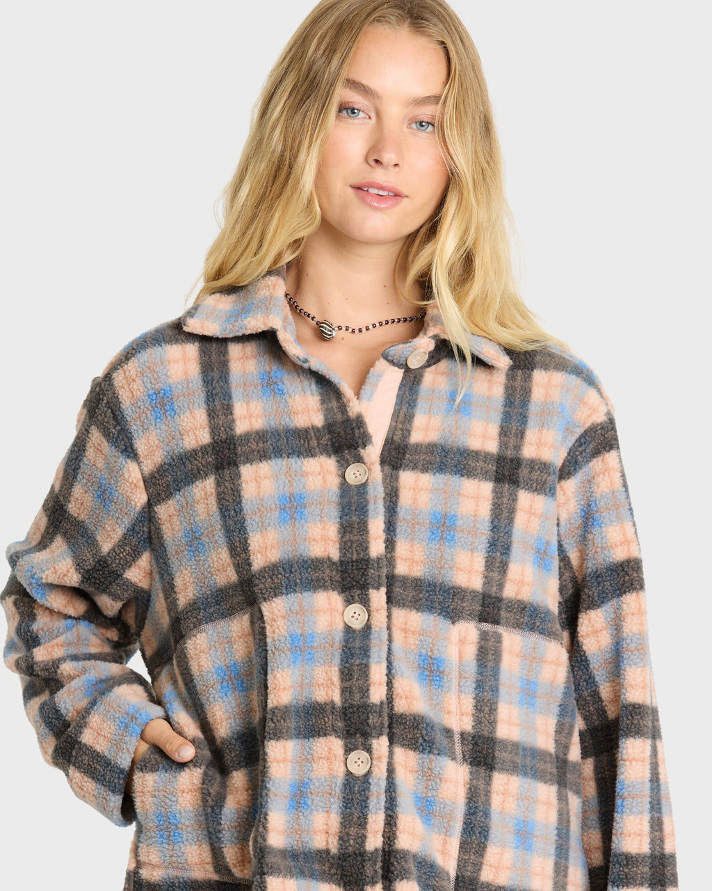 Adventure Division Breezy Fleece Shacket - Blue Bell