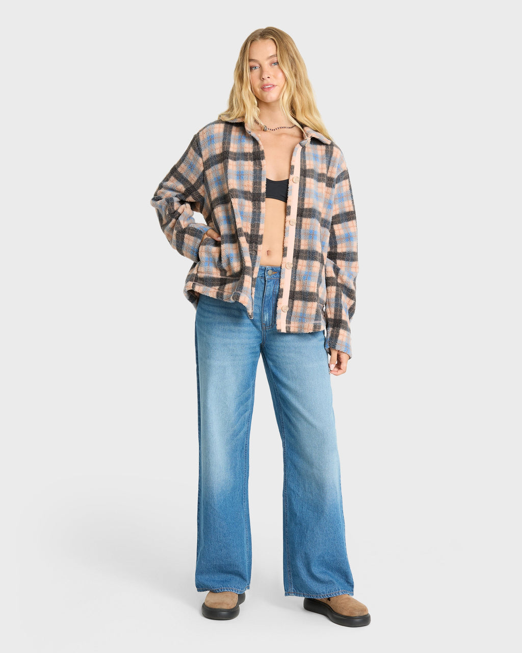 Adventure Division Breezy Fleece Shacket - Blue Bell