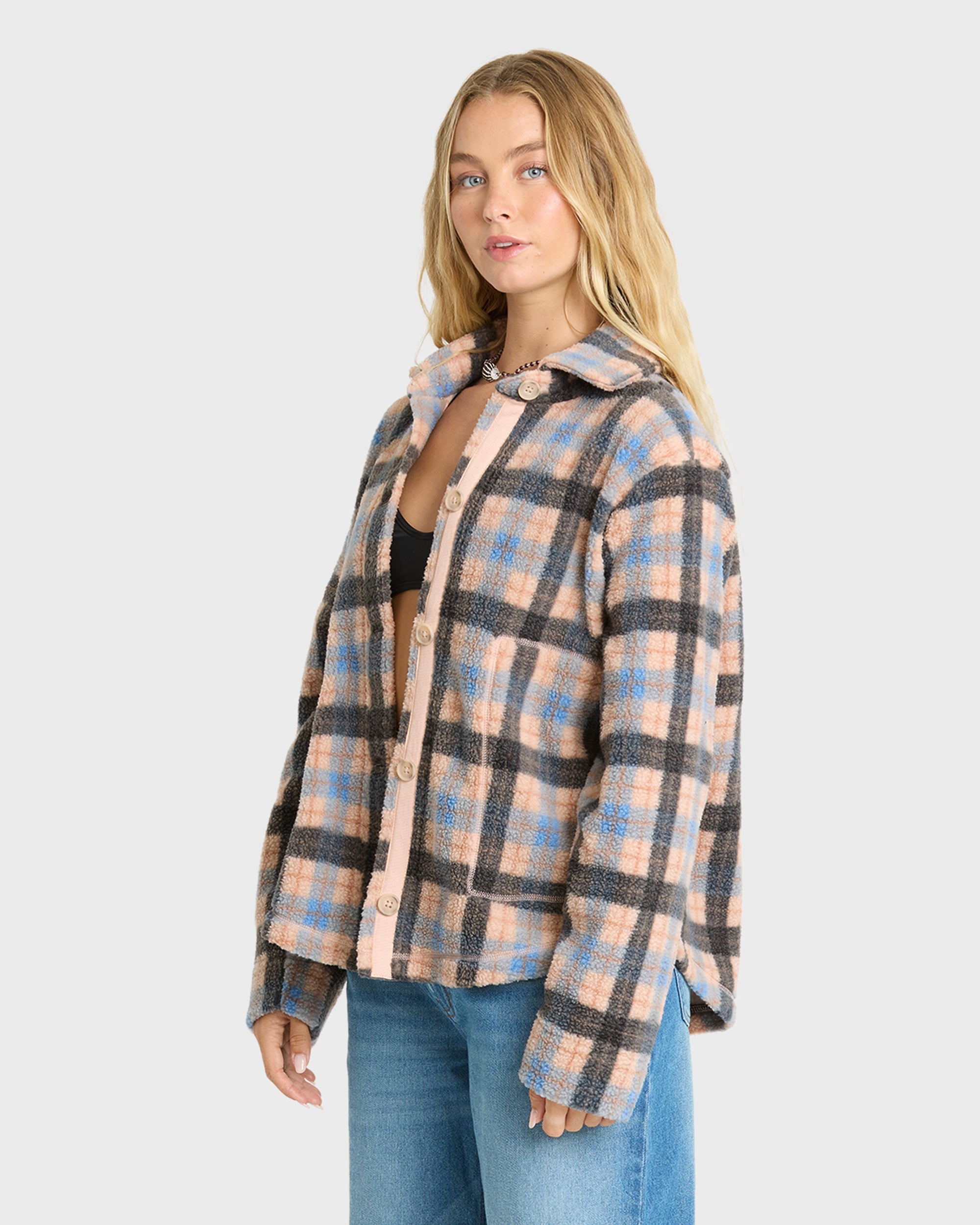 Adventure Division Breezy Fleece Shacket - Blue Bell