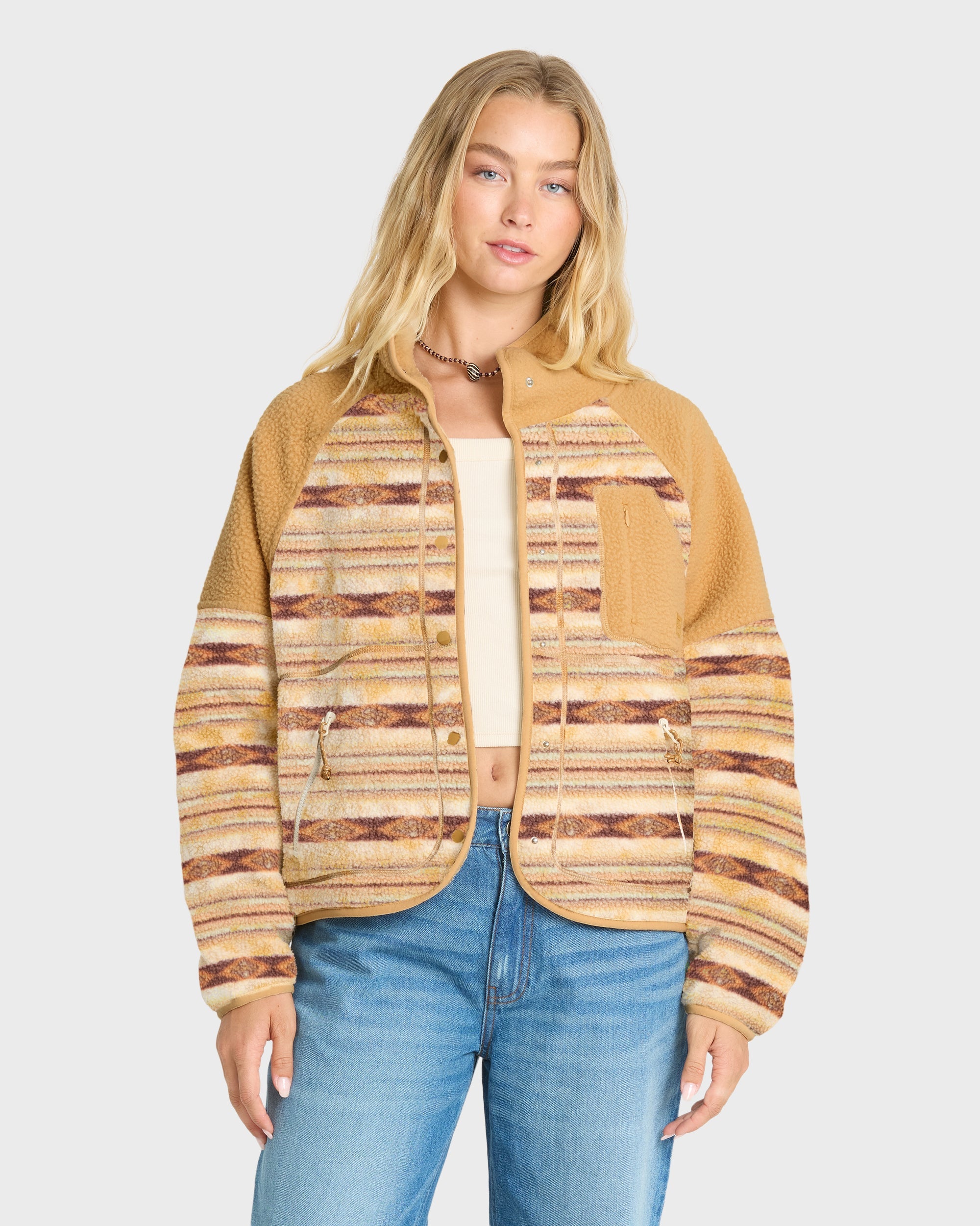 Popoyo Sherpa Full Zip Fleece Jacket - Curry