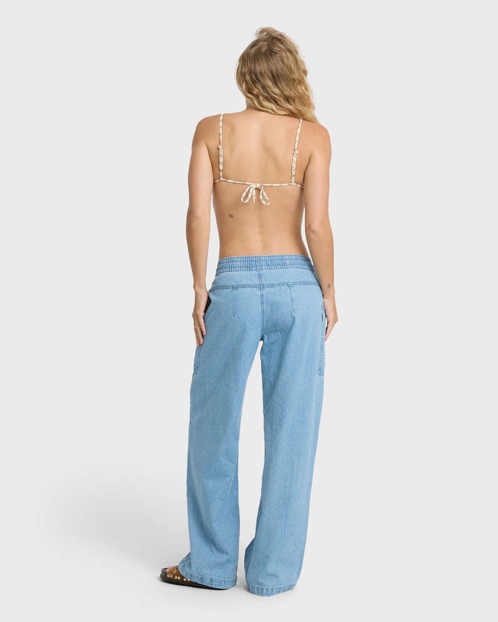 Zonte Elastic Waist Saltwashed Denim Pants - Sea Blue