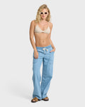 Zonte Elastic Waist Saltwashed Denim Pants - Sea Blue