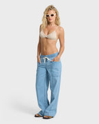Zonte Elastic Waist Saltwashed Denim Pants - Sea Blue