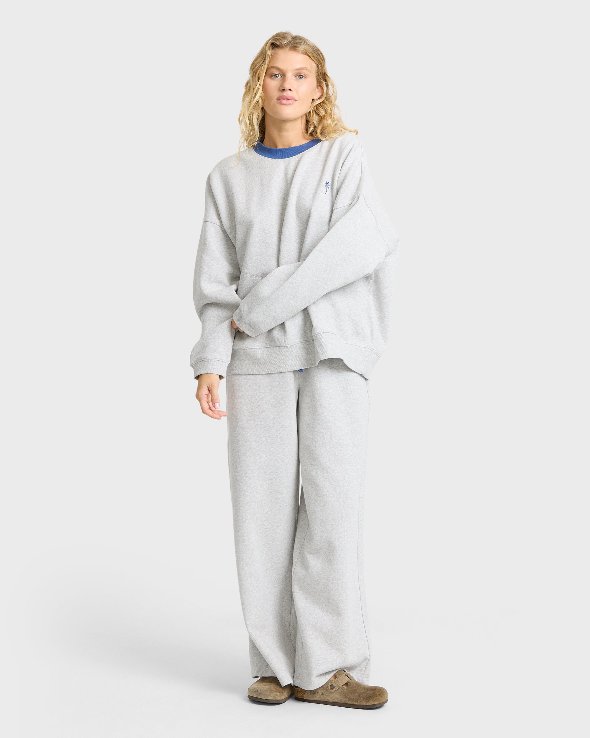 Sunset Palm Crewneck Sweatshirt - Heather Gray