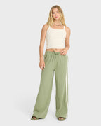 Wave Stamp Knit Pants - Army Green