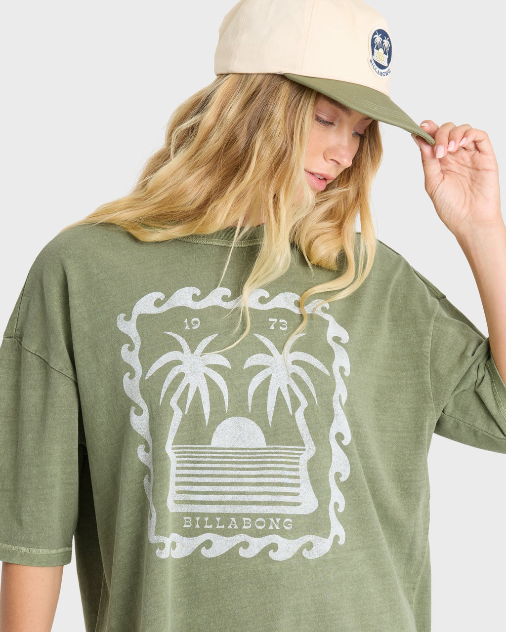 Wave Stamp Short Sleeve Cotton T-Shirt - Army Green