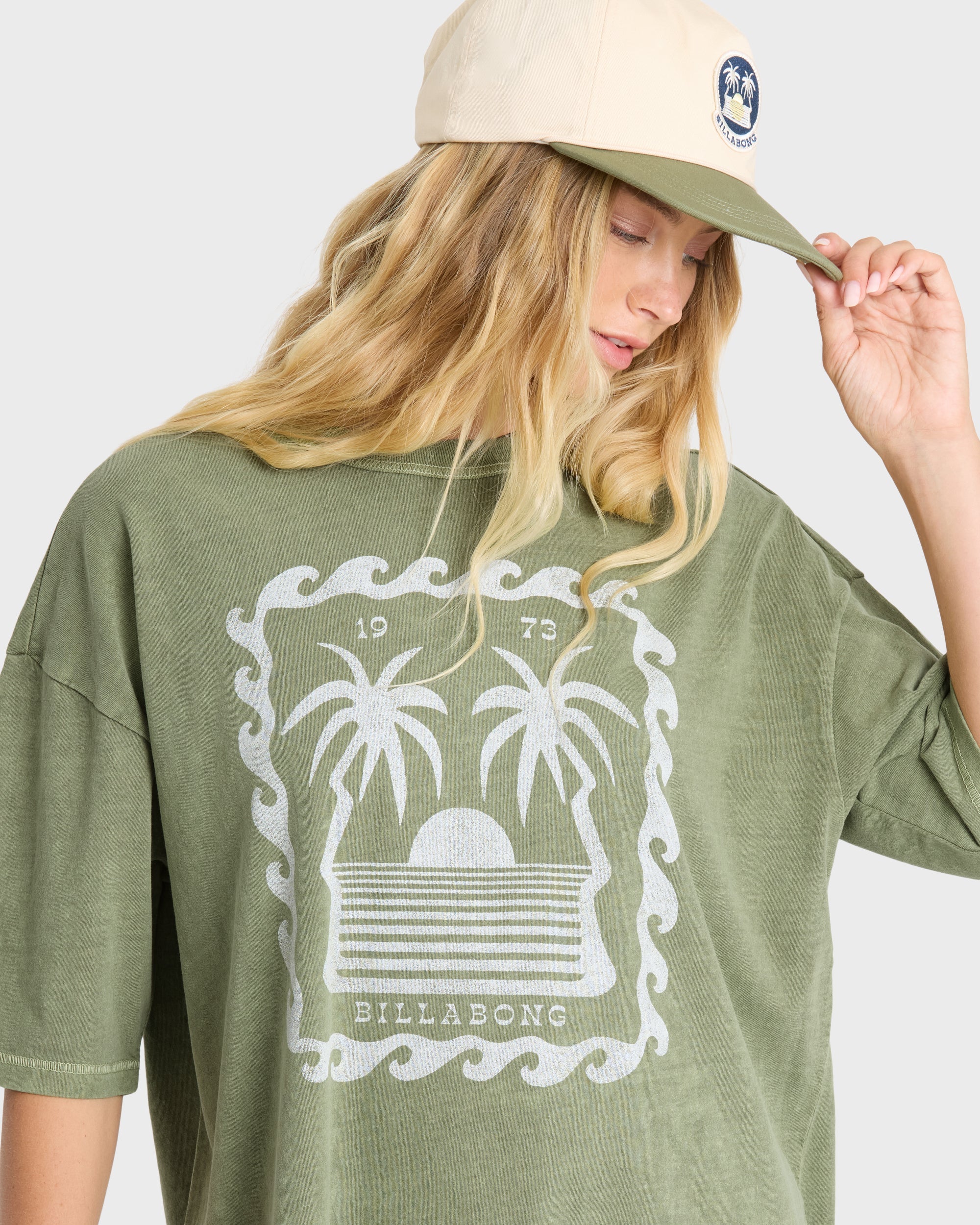 Wave Stamp Short Sleeve Cotton T-Shirt - Army Green