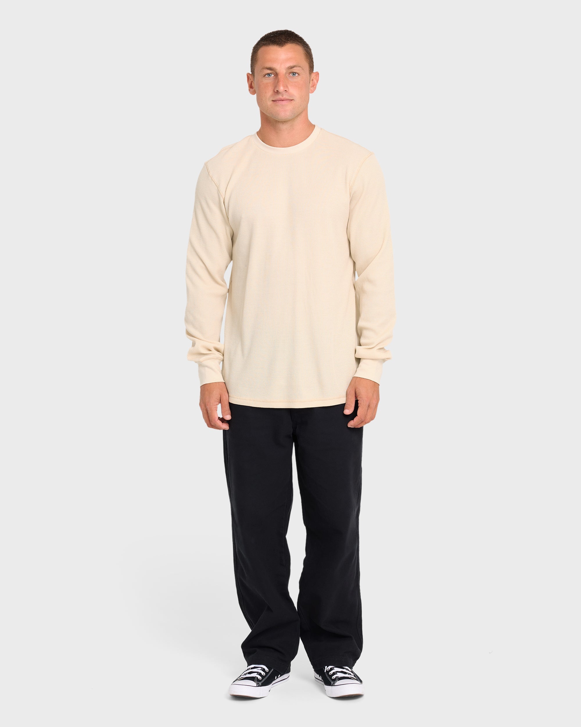 Essential Thermal Long Sleeve Knit Tee - Oatmeal