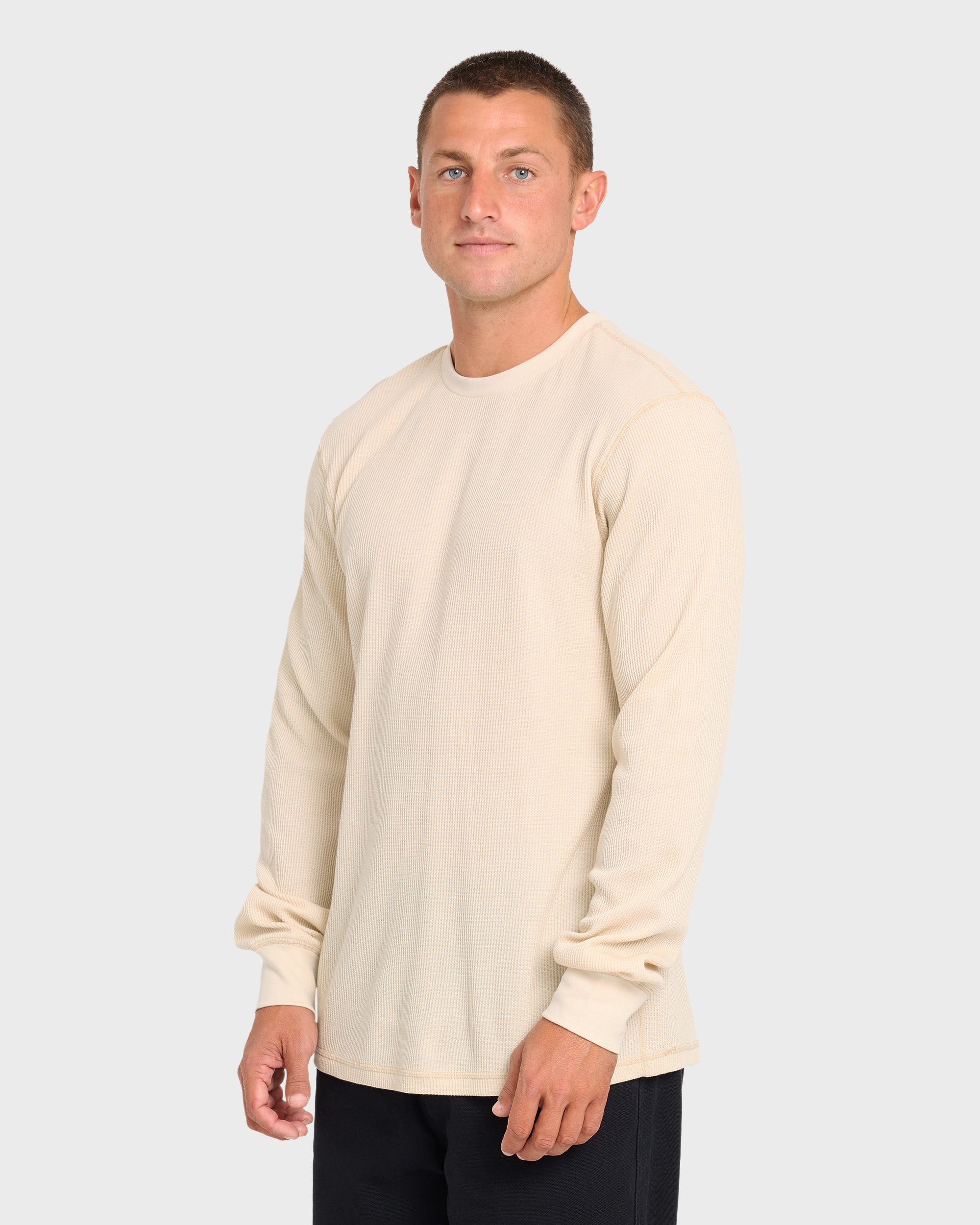 Essential Thermal Long Sleeve Knit Tee - Oatmeal