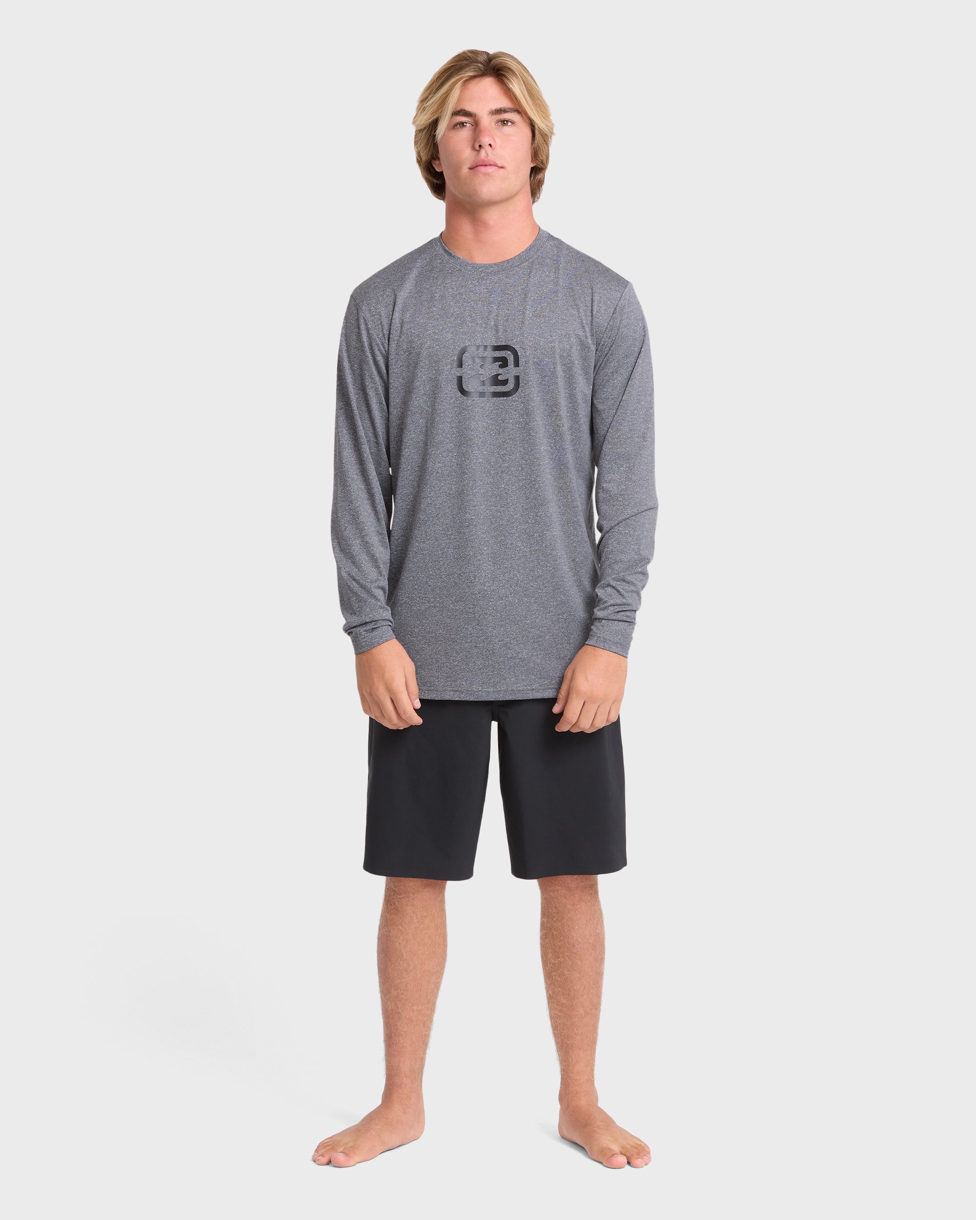 All Day Wave Long Sleeve Surf Tee - Light Gray Heather