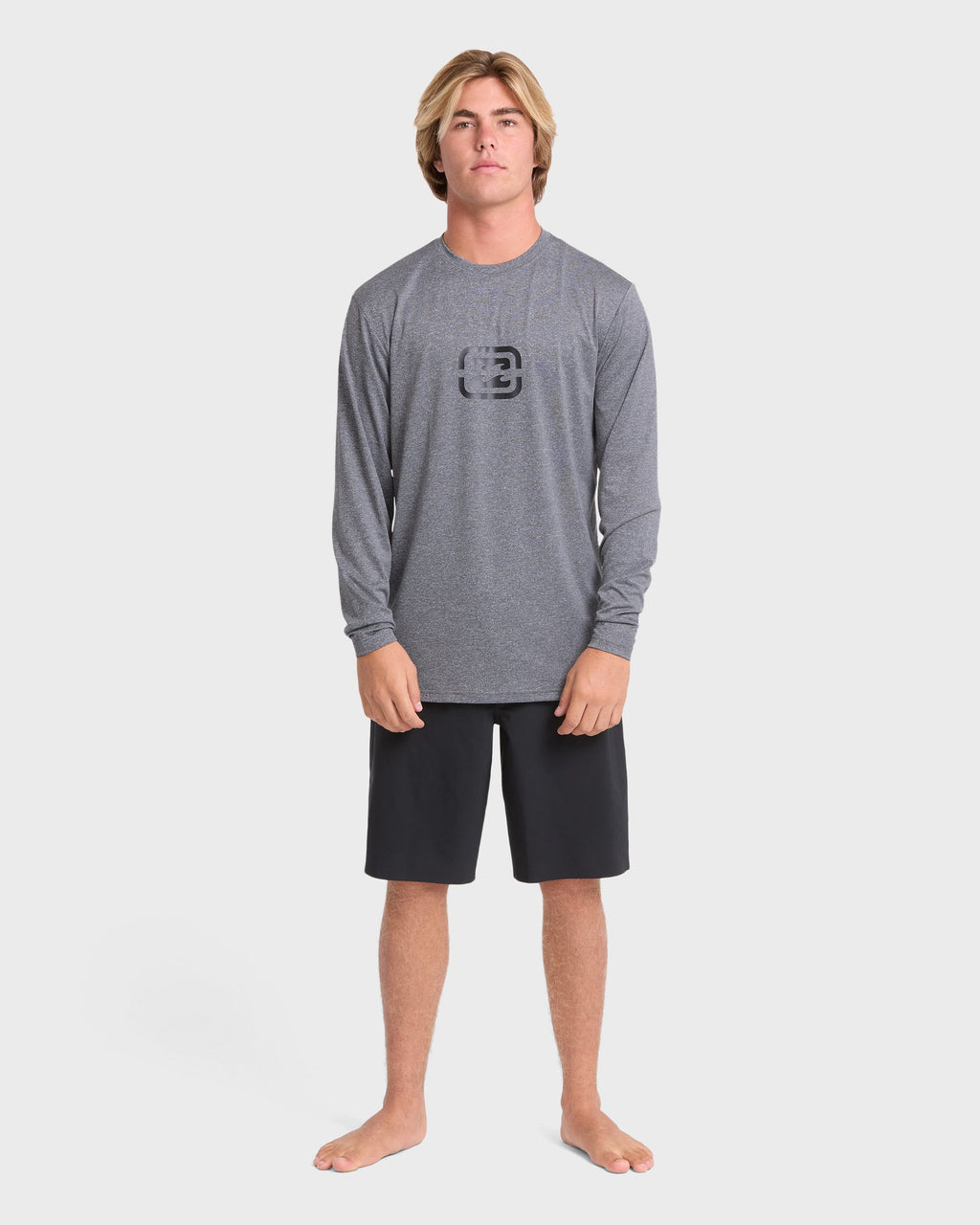 All Day Wave Long Sleeve Surf Tee - Light Gray Heather