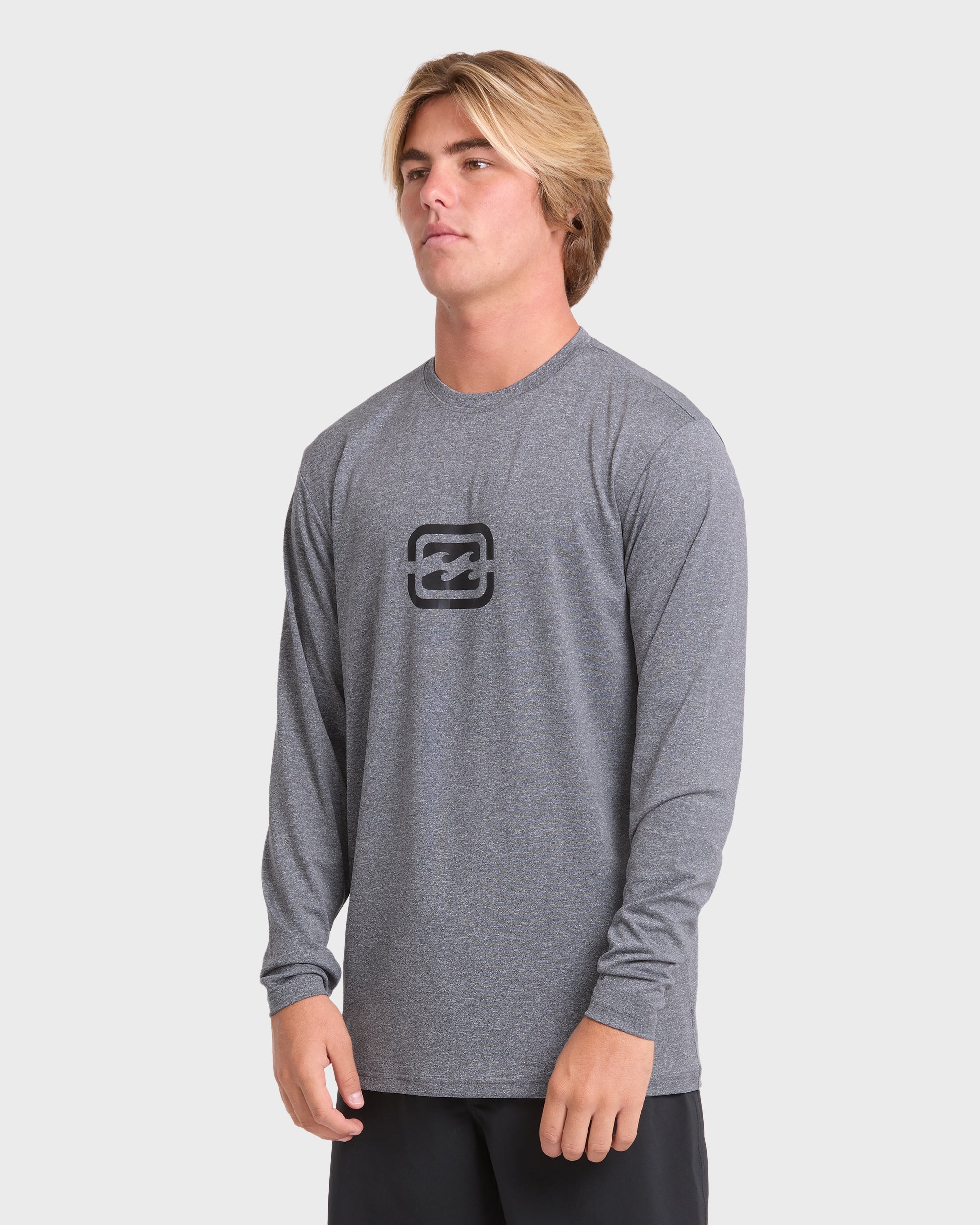 All Day Wave Long Sleeve Surf Tee - Light Gray Heather