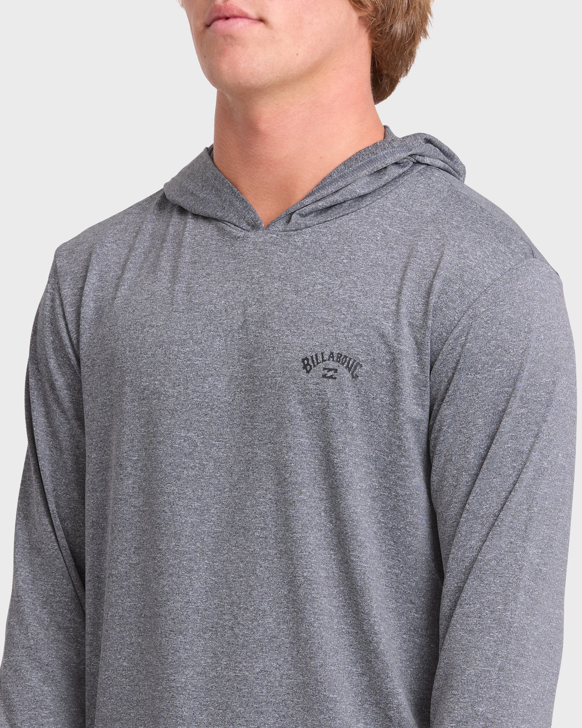 Arch Mesh Hooded Long Sleeve Surf Tee - Light Gray Heather