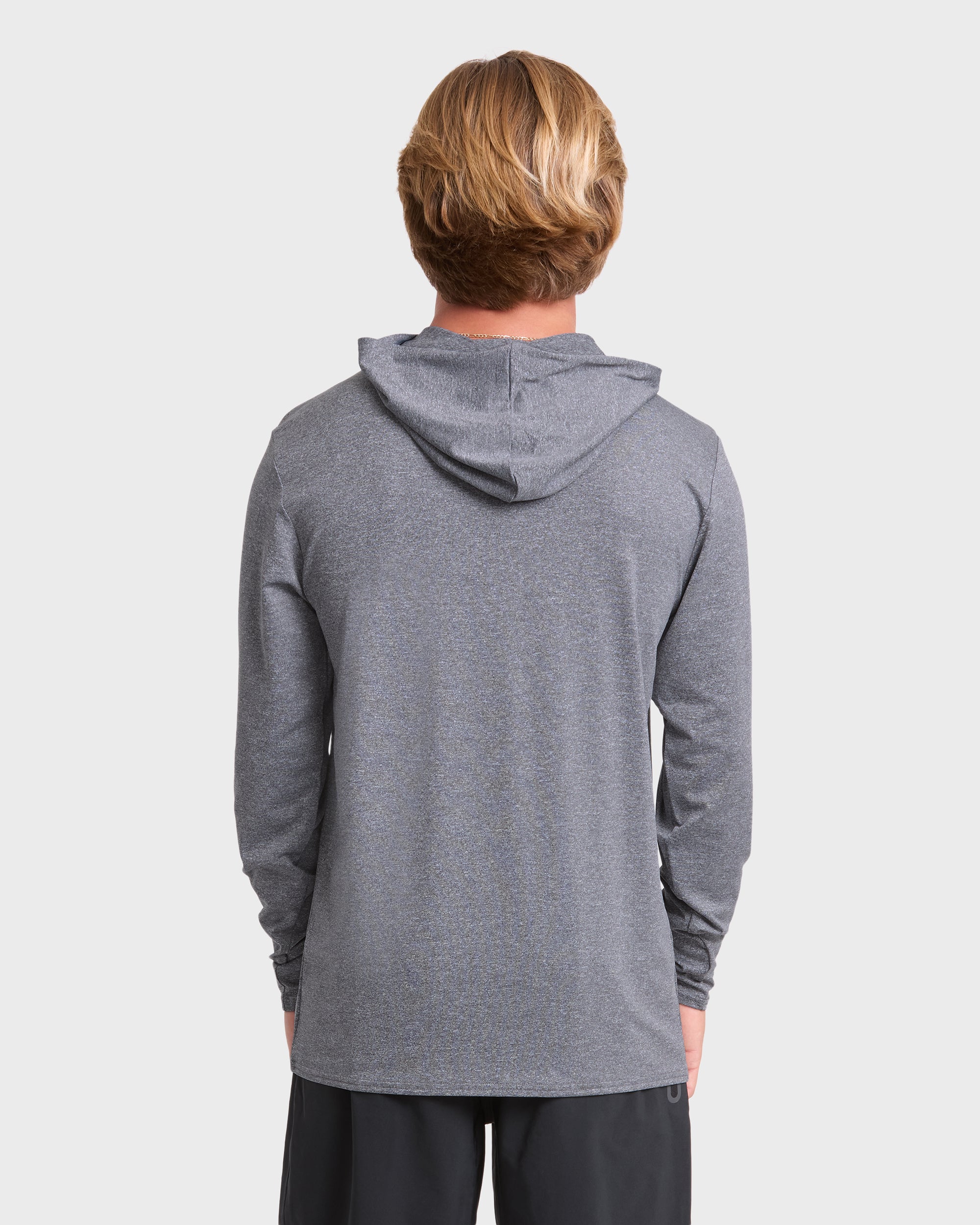 Arch Mesh Hooded Long Sleeve Surf Tee - Light Gray Heather