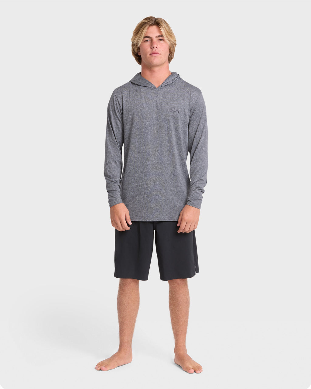 Arch Mesh Hooded Long Sleeve Surf Tee - Light Gray Heather